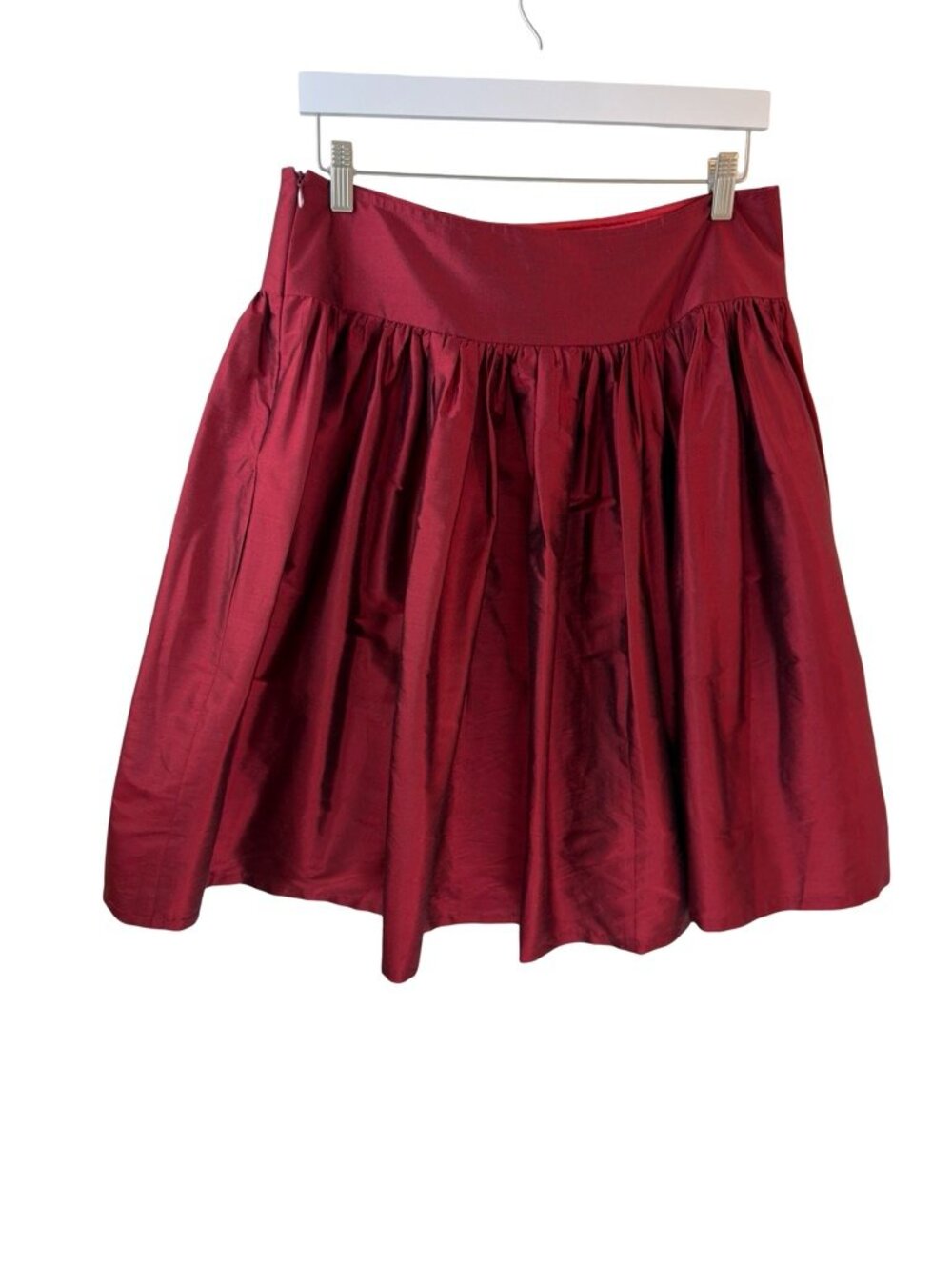 Lilybee Cranberry Taffeta Knee Length Gathered Skirt Size 12 - Picture 4 of 7
